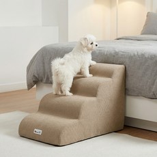 CREAM PET 狗狗防滑防水4層階梯, 米色, 1個