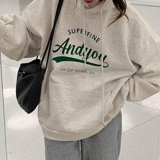 마켓에이 여성용 루즈 레터링 데일리 후드 티셔츠