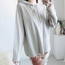 이지스튜디오 여성용 싱글 트임 오버핏 박스 후드 티셔츠