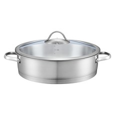 cookever IH電磁爐適用Essential不鏽鋼雙耳湯鍋, 銀色, 28cm, 1個