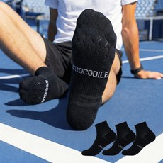 Crocodile 鱷魚 Dry Cool 雙層氣墊運動貼合跑步短筒襪 CD402 3雙, 黑色, 3個