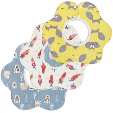 Merry bon 棉質圍兜 3入, 狐狸款+胡蘿蔔款+房子款, 1組