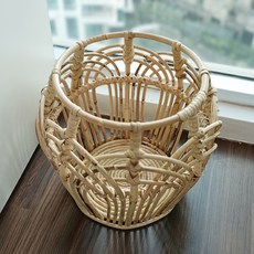 Rattan Shop 圓形多用途藤編籃 小 J052S, 自然色, 1個