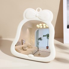 리본종 뷰티 메이크업 탁상거울, 화이트