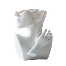 陶瓷陶瓷雕像擺飾花盆 QA_12_01, 白色