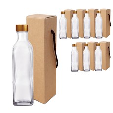 Mir韓國螺旋蓋透明方形玻璃瓶300ml FN300S+禮盒套裝, 300ml, 8組