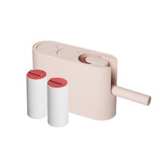 捲筒式收納膠帶收納盒+膠帶切割器+補充裝 2入 粉紅色, 1套
