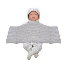 EMONG 孩童用竹節棉格紋穀物棉被, 灰色, 1個