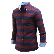 DAKUANG 男士長袖Bolton條紋刷毛襯衫 C10D14_sp2350