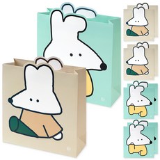 포포팬시 보바 쫑긋 쇼핑백 2종 x 5p 세트, 베이지, 민트, 1세트