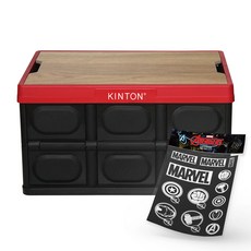 KINTON 露營折疊箱 57L +蓋子 MOI9 +漫威貼紙組合, 整理箱(紅色),貼紙(白色)