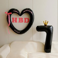 P&B UNITY HBD 愛心環緞帶氣球組, 07-7 黑桃紅 7, 1套