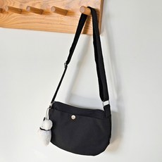 FROMHEAVEN 附Paulie鑰匙圈日常環保帆布迷你斜背包 H955, 黑色