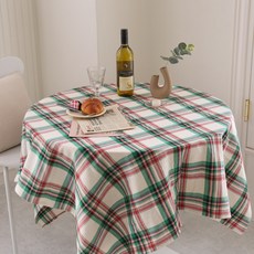 FORHOME 手工Glory磨毛格紋桌布, 綠色, S(90 x 140 cm), 1個