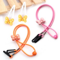 Arang Lorang 迷你胖胖蝴蝶結口罩掛繩項鍊 2款 + 髮夾 2入組