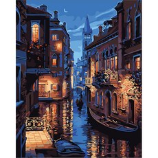 Aiemmini DIY 星光畫+光纖心情燈套組 40 x 50cm, 威尼斯風景