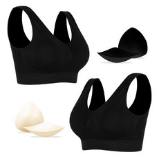 女款大尺碼無鋼圈瑜珈運動內衣 2件+加厚胸墊 2cm 2對組