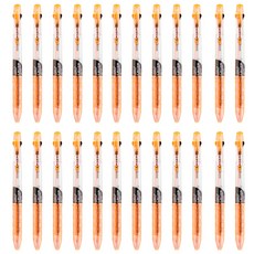 라인플러스 라탄레이져 형광펜 볼펜, 24개, 형광주황