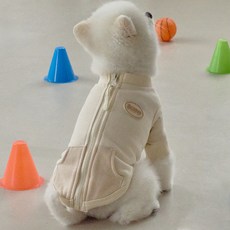 DOG-i 狗狗毛圈布口袋T恤, 1個, 米色