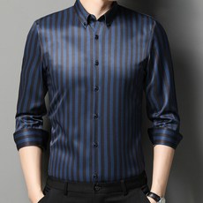 남성용 알럽홈 중년 스트라이프 셔츠