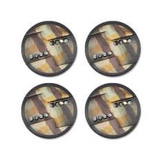 珍珠水鑽寶石點綴馬賽克鈕扣 30mm, 4個, 黃色