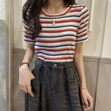 Lemon Soul 女款 Bati 條紋針織短袖T恤