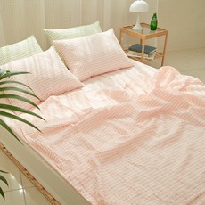 夏季格紋泡泡紗涼被, 桃子糖