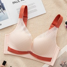 孕婦撞色四葉草蕾絲鈕扣哺乳內衣