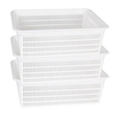 裝飾 方形收納籃 3號, 白色, 3個