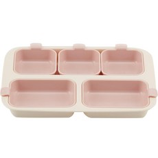 Nestique One Plate 兒童餐盤組 香草粉, 1組, 餐盤+中型分隔碗 2個+小型分隔碗 3個, Vanilla Pink