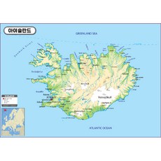 Map.Come 地形塗層冰島地圖 110 x 78cm, 1個