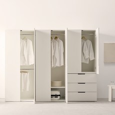 웰퍼니쳐 담우 1단 행거선반형 800 + 2단 행거형 800 옷장 + 3단 서랍형 800 세트 방문설치, 크림 아이보리