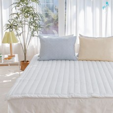 Yesbedding 格紋雪酪雪花泡泡紗純棉夏季床墊, 白色