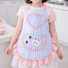 woojooi 兒童草莓兔子防水圍裙