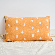 ahtty blanc 純棉四季防蟎可調高度嬰兒枕, 白色小熊