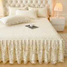 러빙랩 소프트샤인 이중프릴 레이스 누빔 침대커버