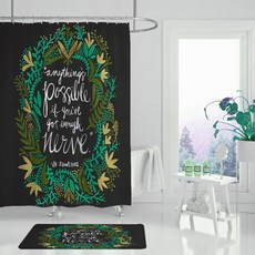 Floz 植物花卉設計浴室浴簾 A07 180 x 120 cm, 1個