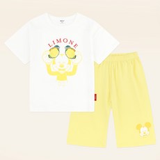 몰리멜리프렌즈 아동용 디즈니 미키 & 미니마우스 리모네 7부 실내 상하복 세트