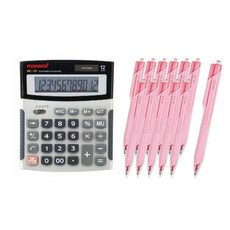 모나미 계산기 MC-101 + 볼펜 FX153 0.5mm 12p, 레드, 1개