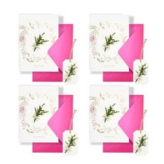 더솜씨 生日快樂花朵禮物吊牌+卡片組, 混合色, 4套