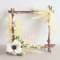 flowertree 人造銀蓮花方形花環 28cm, 黃色