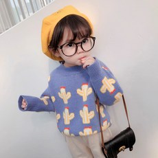 Starbean 兒童仙人掌圖案圓領長袖針織衫