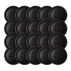 肚臍白樺木鈕扣 20mm, 黑色, 20個