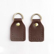 品牌紗方形皮革背帶D形環連接扣, 深棕色, 2個