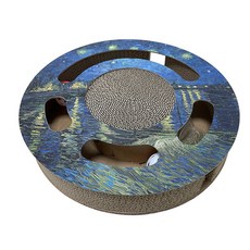 부투펫 프린팅 장난감 고양이 원형 스크래쳐, 블루, 1개