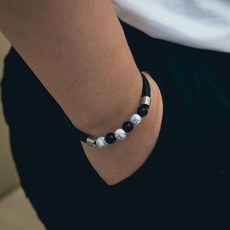 디아더컬러 남성용 원석 마그네틱 핸드메이드 레더 팔찌