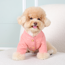 AMYLOVESPET 狗狗 PM 小熊緹花針織外套, 粉紅色