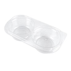 더팩컴퍼니 圓形雙格小菜盒 醬料盒 透明 13cm x 7cm x H 3cm, 1個, 100個