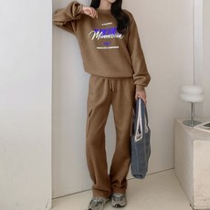 Lalaon 女款保暖刷毛內裡運動大學T 鬆緊腰長褲 25TSP3272