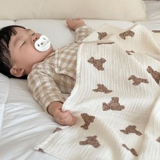 LitenKulor 嬰幼兒用三層紗布毯, 棕熊